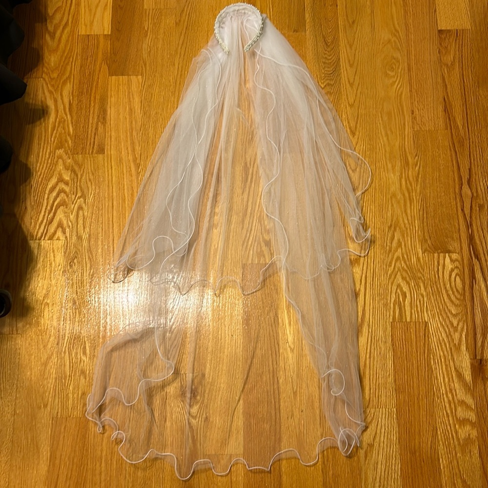 Beautiful beaded Wedding headband with attached sparkling veil